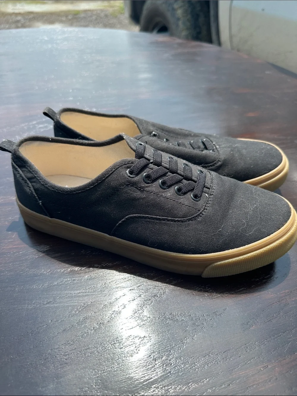 Old Navy Black Canvas Kids Sneakers with Tan Sole